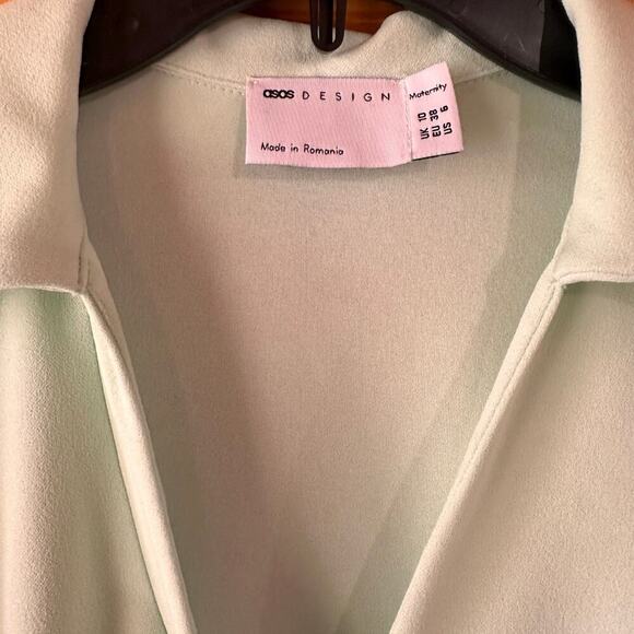 ASOS DESIGN Maternity Wrap Midi Skater Dress in Mint Size 6 Collared Button Down - Picture 4 of 7